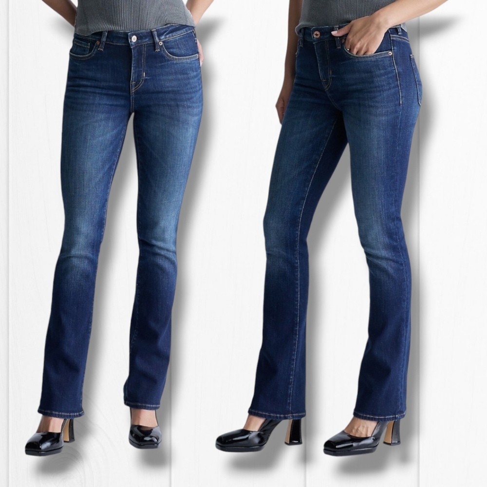 BASELINE Women's Dark Wash Mid-Rise Bootcut Jeans